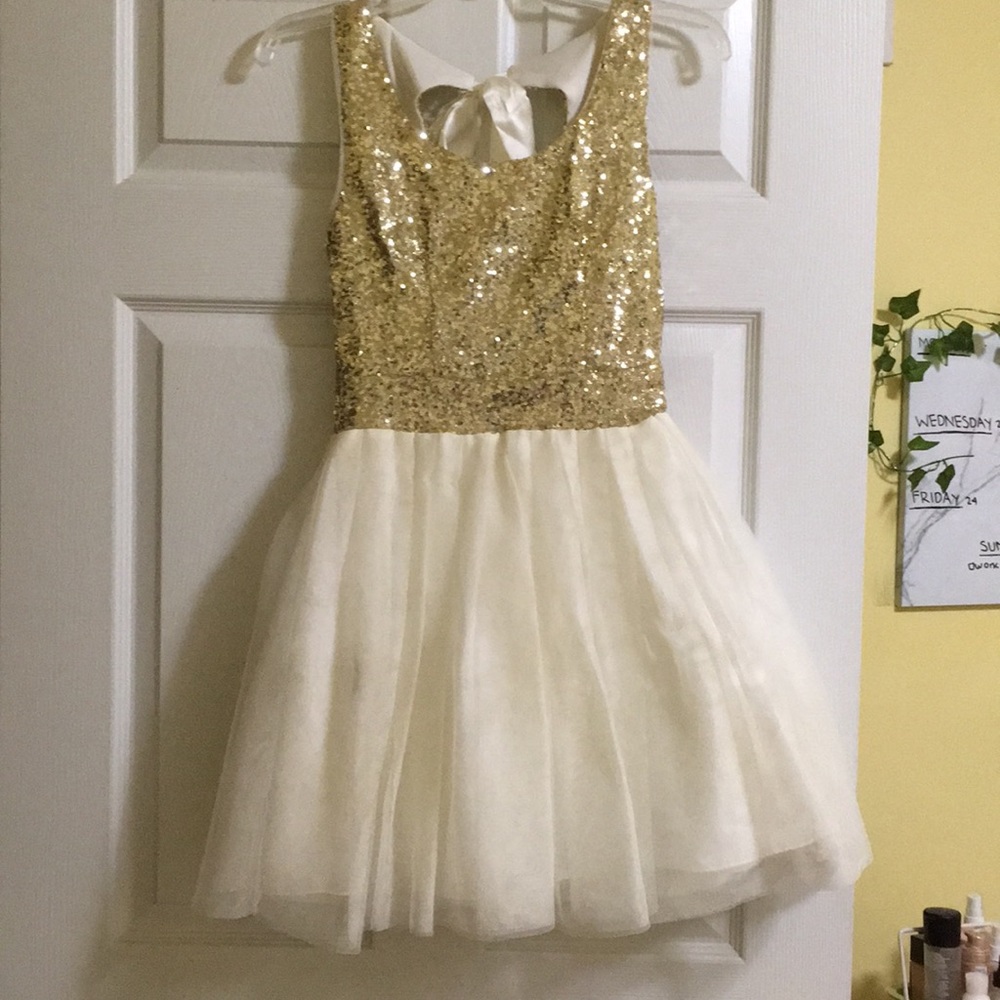 Gold and White Homecoming Dress